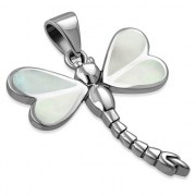 Mother of Pearl Dragonfly Silver Pendant, p567